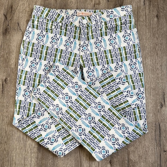 Tory Burch festive geometric jeans 28 - Picture 1 of 4